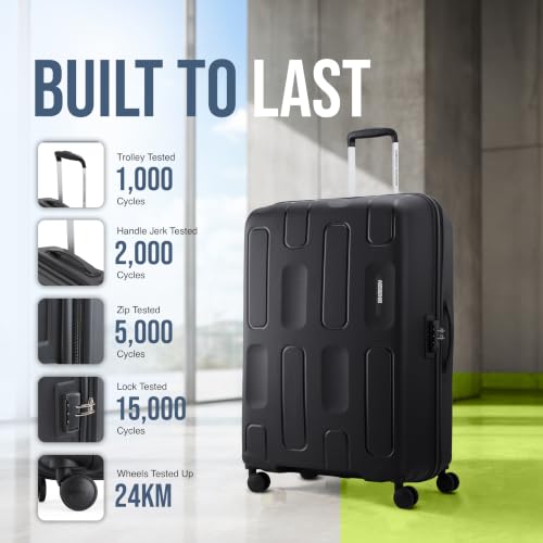Image of American Tourister Ivy 2.0|Large Size Check-in Spinner Trolley Bag (79 cm)|360 8 Wheel Travel Luggage|Hard Case Polypropylene (PP) Suitcase|Combination Lock|Black