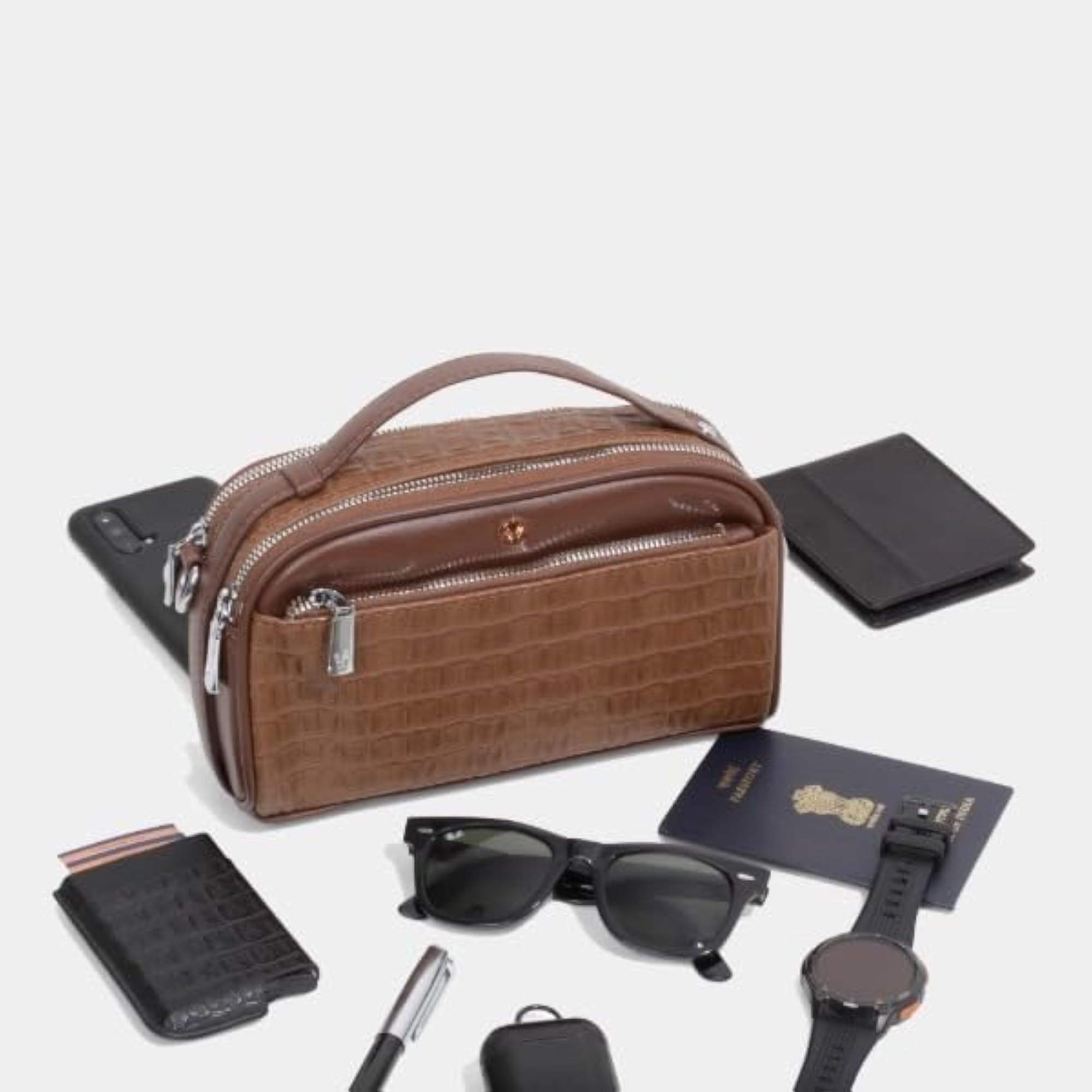 Unisex Brown Crossbody Sling Bag, Everyday Use