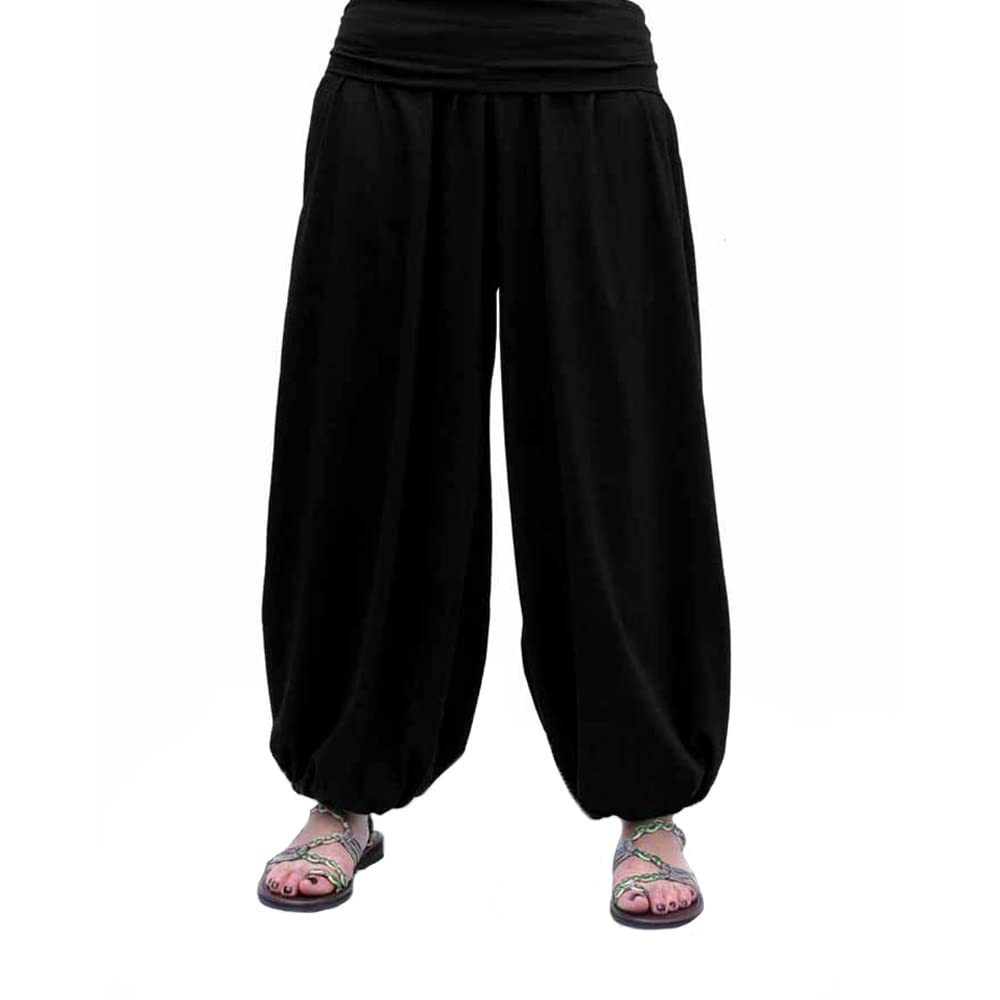 SAVARI | Pantaloni a Sbuffo con Tasche | Modello Aladin | Harem | Stile Orientale, Ampio, Lungo e Confortevole | Ideale per Lo Yoga | Donne e Uomini | Grigio, Bianco, Vino, Nero, Blu Navy | S-3XL