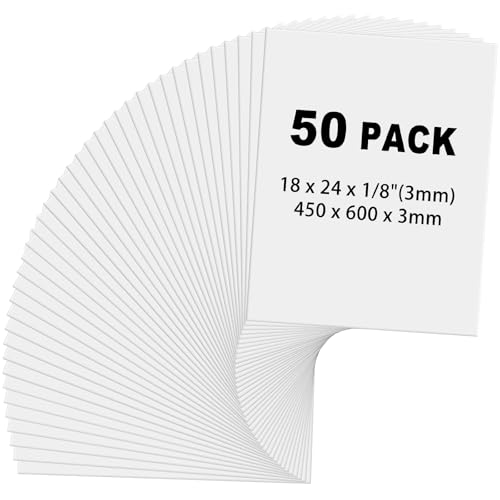 Image of Frienda 50 Pack Foam Board 18 X 24 Inch White for School Art Projects | Rigid Foam Core Double Sided Surface, Lightweight for School Projects Crafts Presentations Office Displays Wedding Artwork