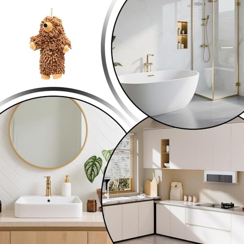 Toalla afelpada para baño y cocina con diseño de oso en tejido de chenilla 6