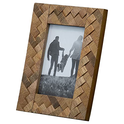 Foreside Home & Garden Brown Geometric Patterned 4X6 Inch Wood Decorative Picture Frame #TOP6