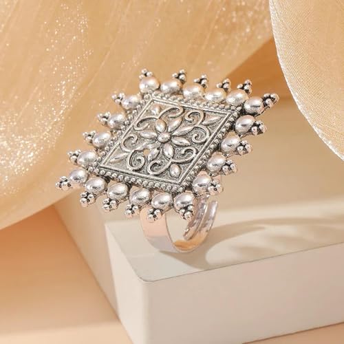 Anneaux ring bague géométrique square ajustable mode femmes hommes