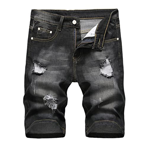 Bermuda pour skateboard en jean noir Kelsiop - Short sarouel homme pour l'été et le quotidien
