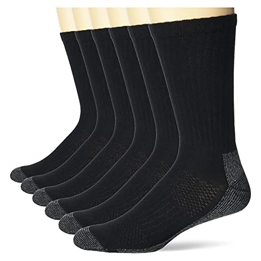 Hanes mens Crew Socks, 6-pair Pack Work Sock, Black, 6 12 US