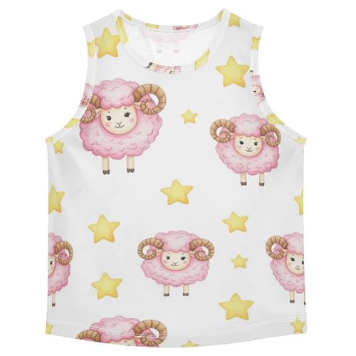 J JOYSAY Cartoon Goat Stars Boys Tank Top Sleeveless Muscle Shirts Quick Dry Active Workout Sport Kids T-Shirts 3-15T