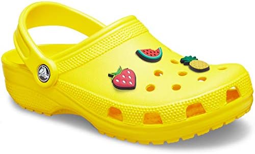 Crocs Classic Clog|Comfortable Slip On Casual Water Shoe, Lemon, 10 M US Women / 8 M US Men Shoe Charm 3-Pack | Personalize with Jibbitz, Fruit, Small