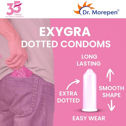 Image of Dr. Morepen Exygra Condoms- Ultra-thin, Lubricated, Extra Dotted, Bubblegum Flavour 30 count