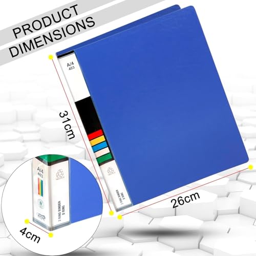 Image of ANG 2D Ring Binder File| Durable Polyethylene File Folder Document for Professional Use| Holds Upto 250 Sheets (Sky Blue, Pack of 4)