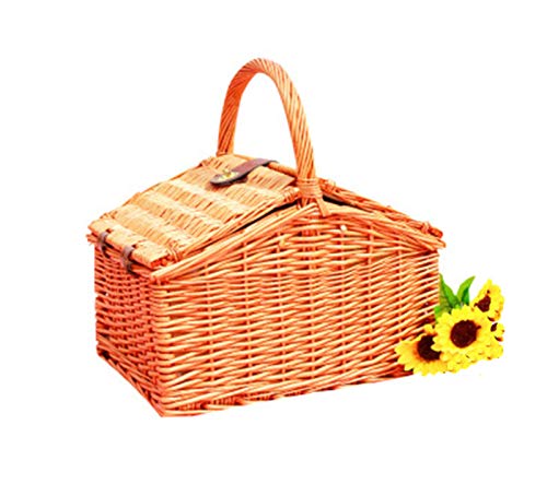 STARAYS Picnic Basket, 4 People Wicker Storage Box, Portable Storage Basket Set Camping
