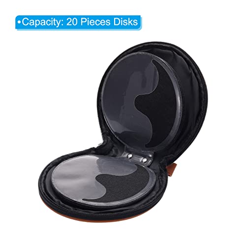 Estuche de CD de cuero marrón con 20 compartimentos PATIKIL 4