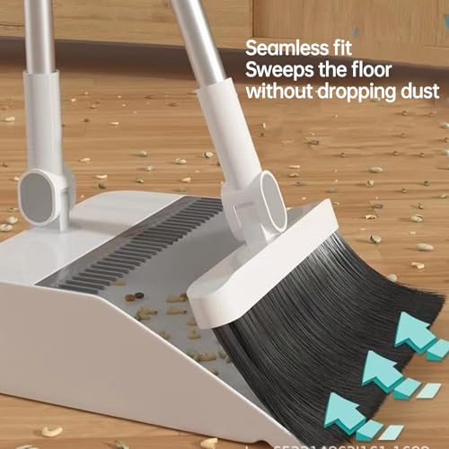 Besen mit Stiel,Osuter Kehrschaufel Set,3 in 1 Aufrechter Besen und Kehrschaufel Set,Besen und Kehrschaufel Set,Multifunktional Kehrset Kehrgarnitur mit Langem Stiel(Weiß) – Bild 7