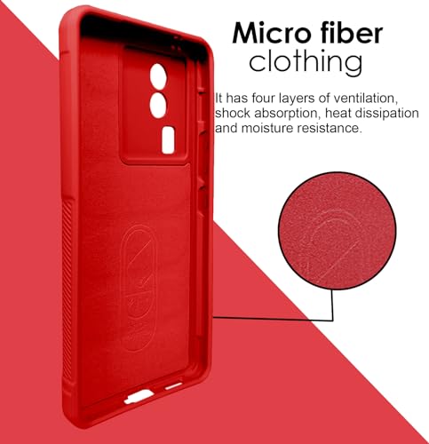 Image of A rtistque Liquid Silicone Stripes Back Cover Case for iQOO Neo 7 5G / iQOO Neo 7 Pro 5G | with Camera Protection | with Inner Fabric | Anti Slip Grip | AirBag Case - Red