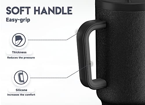 Meoky 40oz Tumbler with Handle, Leak-proof Lid and Straw, Insulated Coffee Mug Stainless Steel Travel Mug, Keeps Cold for 34 Hours or Hot for 10 Hours (Night)
