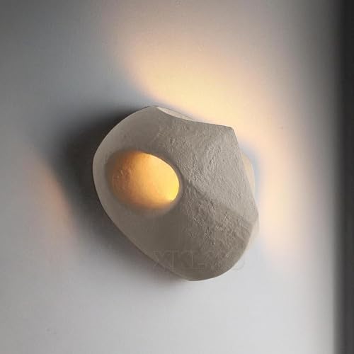 XKLYO Lámpara de Pared LED Travertino Natural - Aplique Wabi-Sabi & Minimalista con Iluminación Ambiental para Dormitorio, Salón, Baño, Pasillo y Escaleras | Decoración Pared Moderna (C/19*21*9cm)