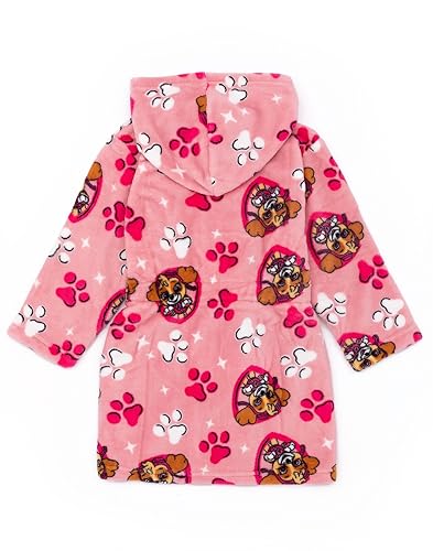 Paw Patrol Girls Hooded Bathrobe | Young Ladies Skye All Over Print Pink Dressing Gown | Kids Fleece Loungewear Bathrobe2