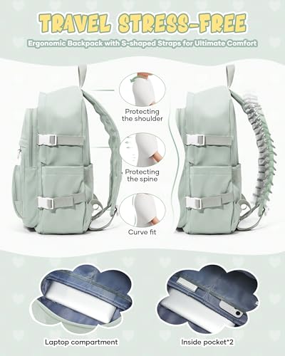 Image of Lightweight Backpack for College & High School Backpack With Lots of Pockets Cute School Bag for Girls Boys, Large Capacity Bookbag for Women Men, Waterproof Teens Casual Daypack Backpack(Green)