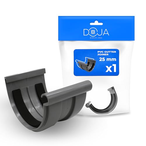 DOJA Barcelona Raccord de Gouttière Demi-Rond PVC - Installation Facile - Connecteur de Goutiere PVC - Excellente Étanchéité - Étanchéité avec Jonction...
