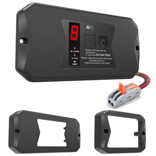 RV Carbon Monoxide Propane LP Gas Detector 12V DC Black