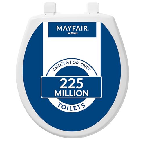 Mayfair Caswell Modern Slow Close Toilet Seat, Durable Plastic Seat, Made in USA, Round, White