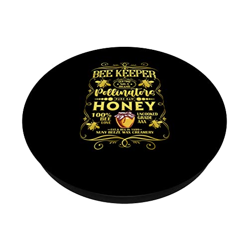 Bee Keeper Pollinator Pure Raw Honey 100% Bee Love Bee PopSockets Swappable PopGrip, Black - Image 2