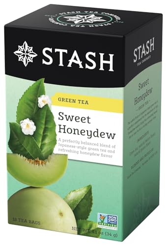 Image of Stash Tea Sweet Honeydew Green Tea - Caffeinated, Non-GMO Project Verified Premium Tea with No Artificial Ingredients, 18 Count (Pack of 6) - 108 Bags Total