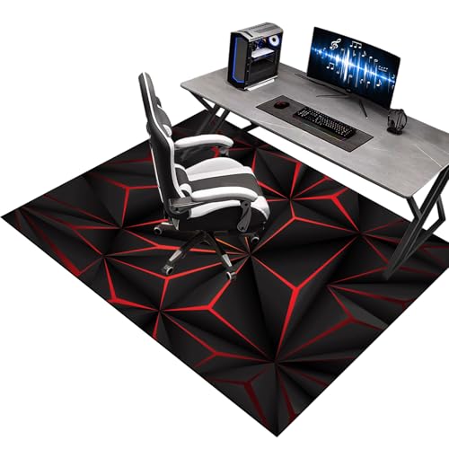 Alfombra Silla Gaming 80 x 90 cm, Alfombrilla para Silla de Oficina, Protector Suelo Silla Ruedas, Alfombra para protección de Suelos Duros, Antideslizante Tapete de Protección de Madera/baldosas