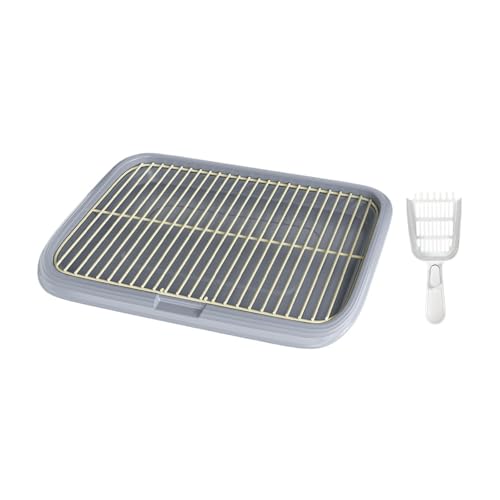Dog Potty Toilet, Potty Mesh Grids, Pet Pee Toilet, with Scoop Puppy Pee Pad Holder Dog Toilet, for Small Size Dogs, Gray, XL