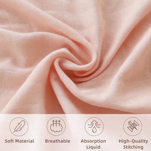 Image of LifeTree Baby Swaddle Blankets, Boys Girls Muslin Swaddling Wrap Receiving Blanket for Newborn, 70% Viscose from Bamboo and 30% Cotton, Large 47 inch x 47 inch, Peach and Pink