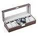coffret montre homme, Boîte montre en similicuir boîtier de montre montres stockage range montre homme pour 6 porte montres avec clé - brun