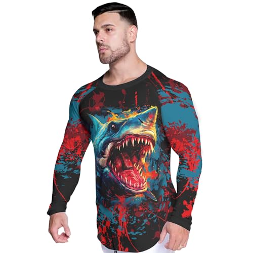 Desantiago Men's Rash Guard Shirts Long Sleeves, Non See-Through Fabric, Rash Guard for Men BJJ3