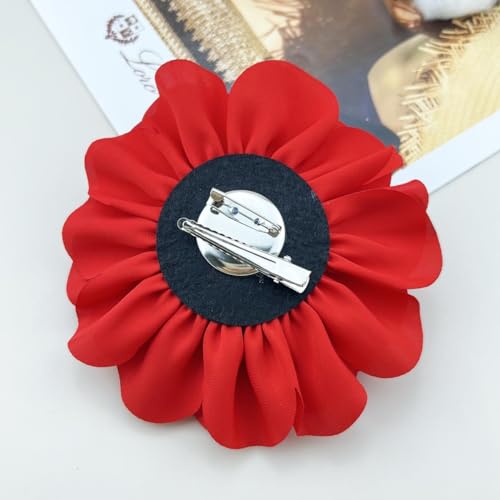Image of Dainty Fabric Rose & Camellia Flower Oversized Brooch Pins & Hair Clip - Large Lapel Pin, 4.3in /7.5in