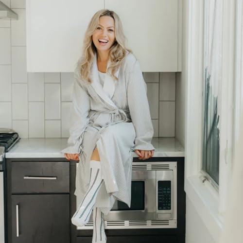 Image of Double Layer Seersucker Robe - Unisex - Stone - Medium | Double-Layer Seersucker, Unisex Fit, For Sauna, Gym & Home