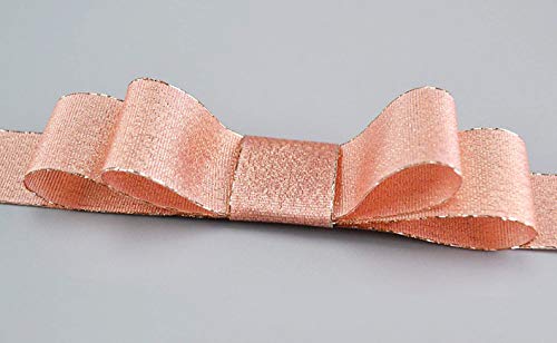 finemark 20 m x 40 mm Vienna Decorative Ribbon Pink Gold Metallic Gift Ribbon Shiny Brocade Rose Gold Rose Lurex Wedding Christmas Decorative Ribbon - Image 2