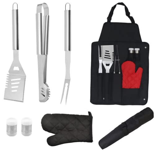 Kit barbecue inox robuste 7 pièces avec tablier résistant pour grillades - 2