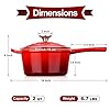 HaSteeL 2 QT Cast Iron Saucepan, Mini Enamel Dutch Oven with Lid, Small Non Stick Pan for Milk, Pasta Tomato Sauce, Butter, Breakfast, Soup, Suitable for Boiling Stewing Frying, Easy to Clean, Red #1