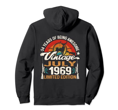 54 años de edad Ciervos Buck Caza Julio 1969 Retro Cumpleaños 54 Sudadera con Capucha
