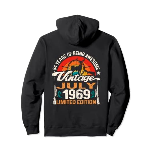 54 años de edad Ciervos Buck Caza Julio 1969 Retro Cumpleaños 54 Sudadera con Capucha