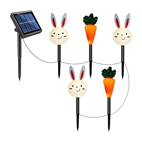 Luz de paisaje de conejo y zanahoria para decorar patios exteriores y celebraciones de Pascua en familia