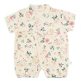 [KISBINI] ベビー服 ロンパース 赤ちゃん カバーオール ガーゼ綿100％ 短袖 女の子 夏服 通気 肌着 前開き 出産祝い 新生児ギフト 幼児 プレゼント 記念写真撮影 初節句 お食い初め 宮参り お盆祭り 可愛い ラビット 80