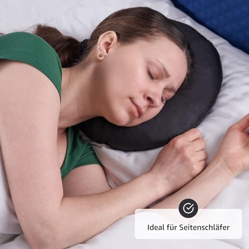 ODOXIA Piercing Kissen mit Loch | Für Ohr gegen Ohrenschmerzen | Donut Kissen | Ohrkissen | Sleepingring für Seitenschläfer zur Schmerzlinderung im Ohr | Piercing Pillow (Black)