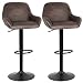 Lot de 2 Tabourets de Bar Rembourrée en Velours Piétement, Pied en Métal, Tabourets de Bar Cuisine Réglable en Hauteur, Pivotant (2, Marron)
