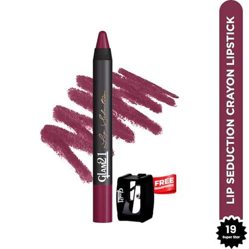 Image of Glam21 Lip Seduction Non- Transfer Crayon Lipstick up to 12 Hours Stay | Lightweight & Longlasting|Creamy Matte | Smudge Proof - 3.6gm| Super Star | 19