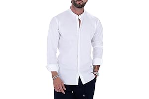 Men's Banded Collar Slim Fit Long Sleeve Casual Button Down Dress Shirts