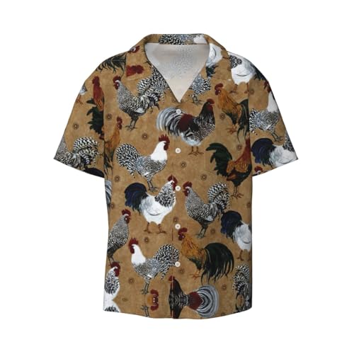 Chemise homme manches courtes imprimé coq brillant pour rester élégant sans souffrir de la chaleur