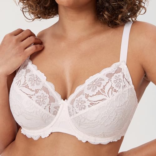 Image of DELIMIRA Women's Plus Size Full Coverage Lace Underwire Unlined Bra Up to J