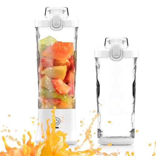 240W Portable Blender, 20oz USB Rechargeable Travel Blender with LED Display, Pulse & Modes, IPX7 Waterproof, BPA-Free,juice, Ice Crushing for Shakes, Smoothies, Sports & Outdoor【White】