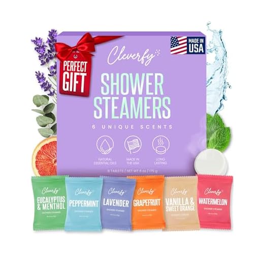 Cleverfy Shower Steamers - [6x] Aromatherapy Shower Bombs With Essential Oils for Relaxation. Set includes Lavender, Eucalyptus, Vanilla, Watermelon, Grapefruit and Peppermint