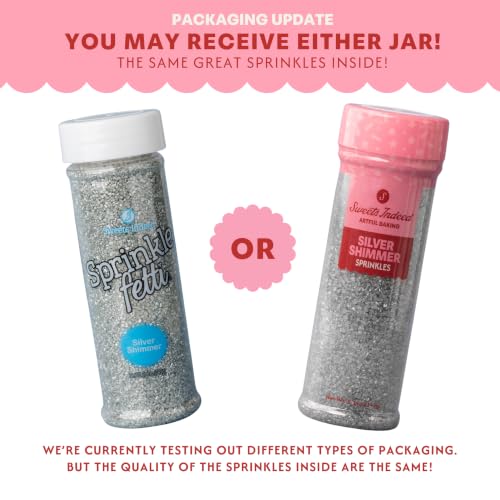 Image of Sweets Indeed Silver Decorating Sugar - Metallic Silver Sanding Sugar Crystals for Baking & Decorating Cupcakes, Cookies, Cakes & Desserts - Wedding, Holiday & Party Topping - 5.11 ounces