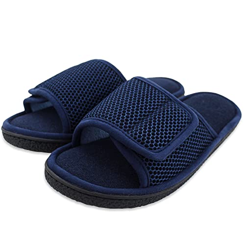 Image of Men's Adjustable House Slippers, Mesh Open Toe Breathable Indoor Slip on